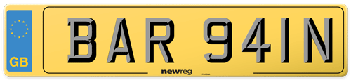 Number plate showing registration that reads BARGAIN