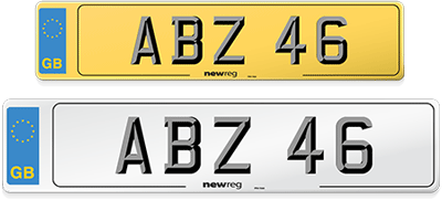 Example of a vehicle number plate using the Prefix plate design