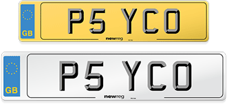 Example of a vehicle number plate using the Prefix plate design