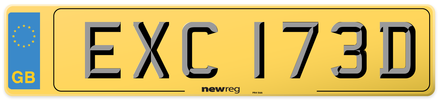 Suffix style number plate example displaying EXC 173D