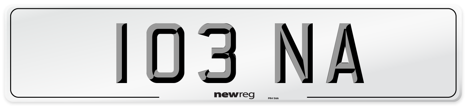 103 NA Rear Number Plate