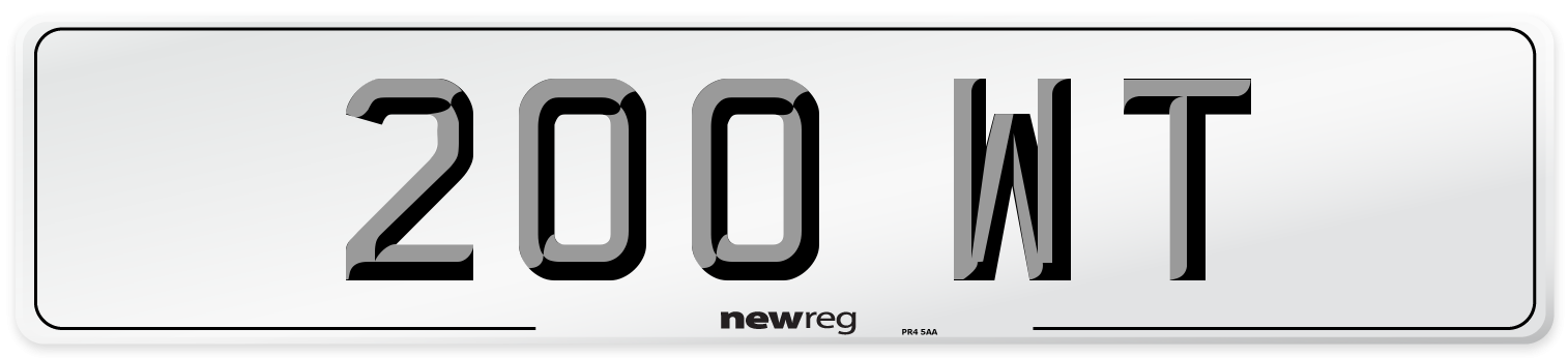 200 WT Number Plate from New Reg