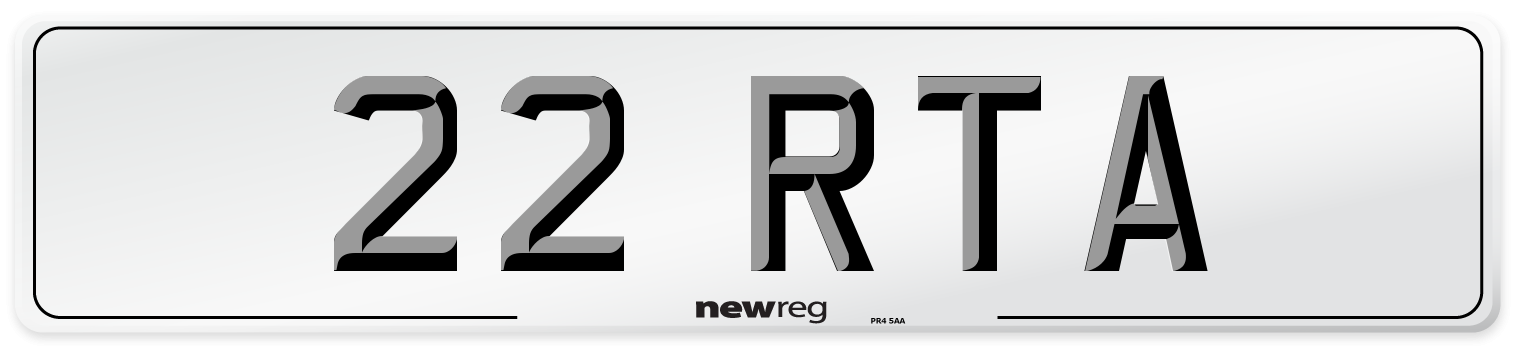 22 RTA Rear Number Plate