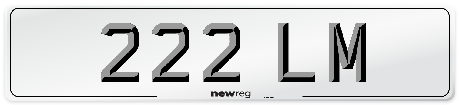 222 LM Rear Number Plate
