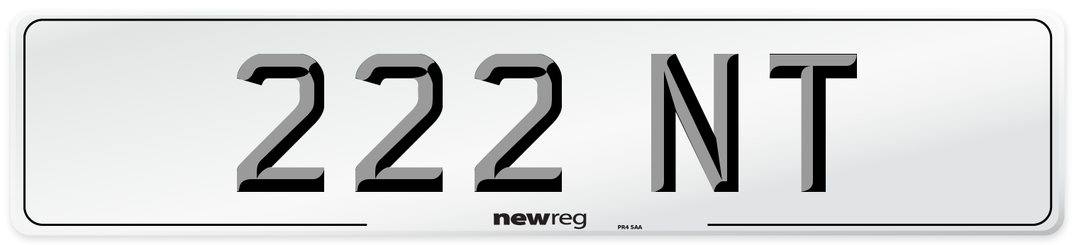 222 NT Rear Number Plate