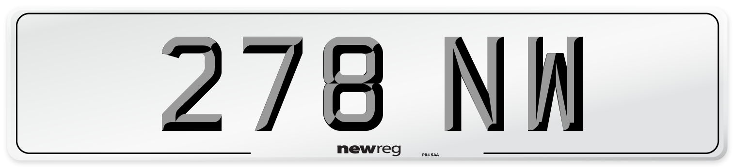 278 NW Rear Number Plate