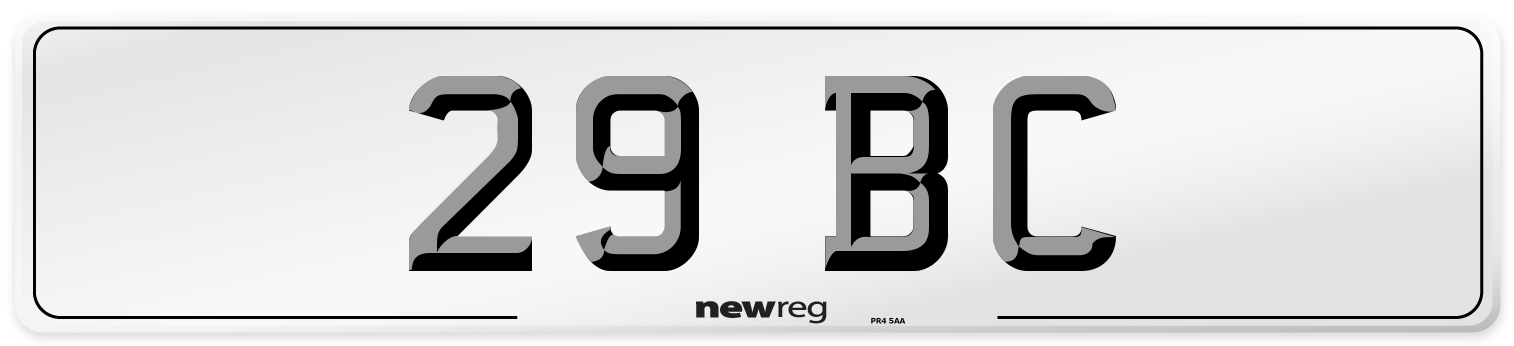 29 BC Rear Number Plate