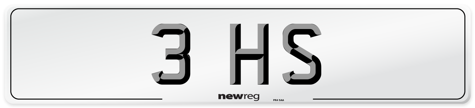 3 HS Number Plate from New Reg