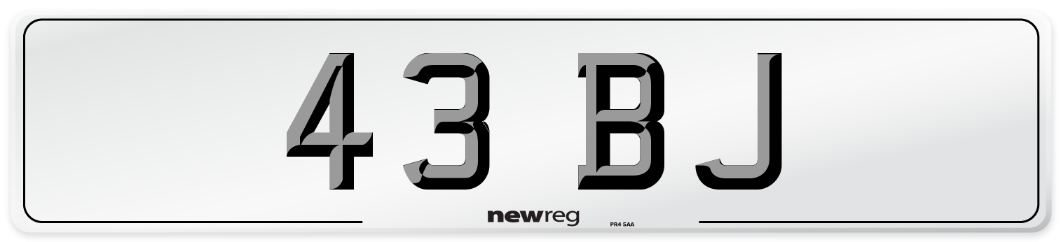 43 BJ Rear Number Plate