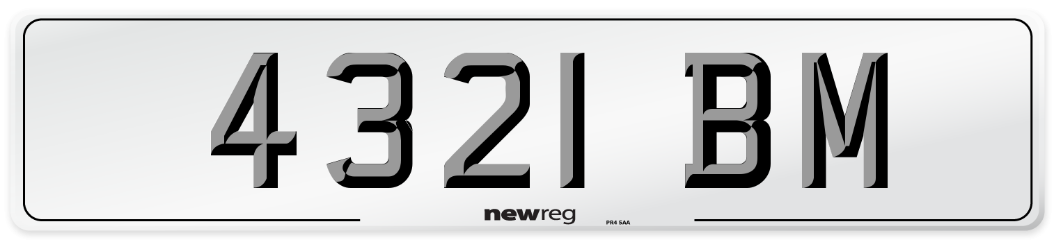 4321 BM Rear Number Plate