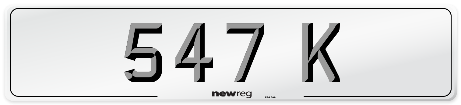 547 K Rear Number Plate