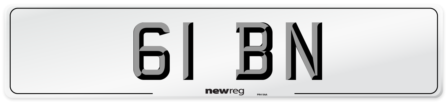 61 BN Rear Number Plate