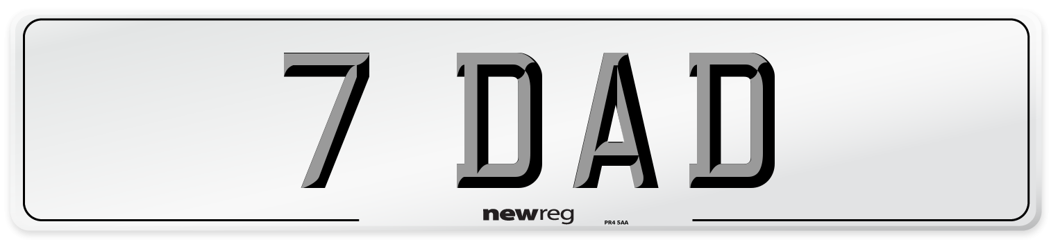 7 DAD Rear Number Plate