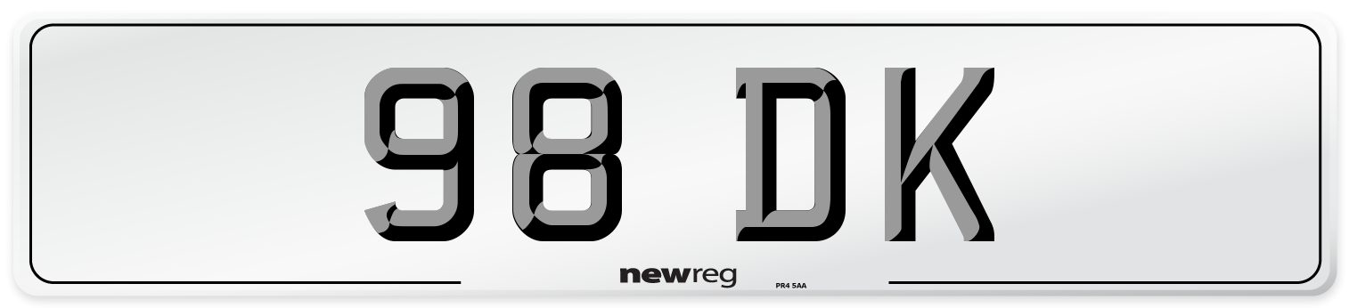 98 DK Rear Number Plate