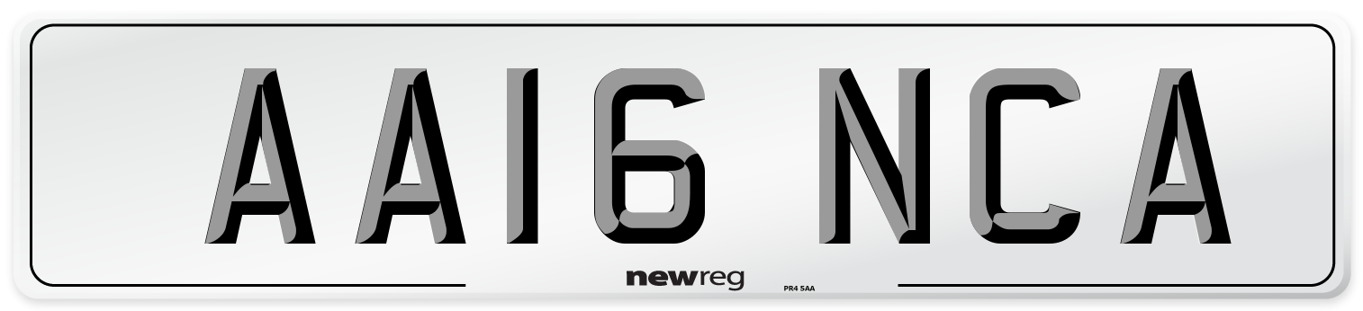 AA16 NCA Number Plate from New Reg