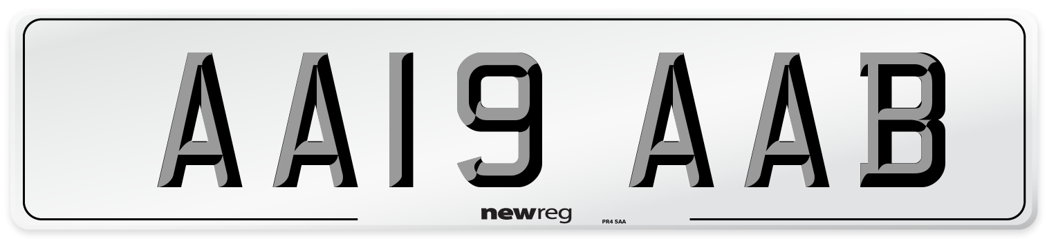 AA19 AAB Rear Number Plate