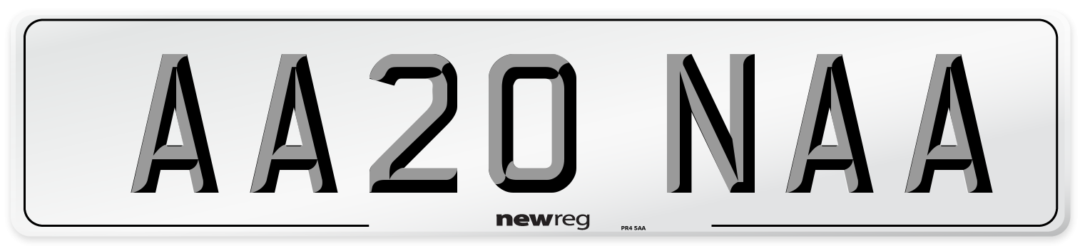 AA20 NAA Rear Number Plate