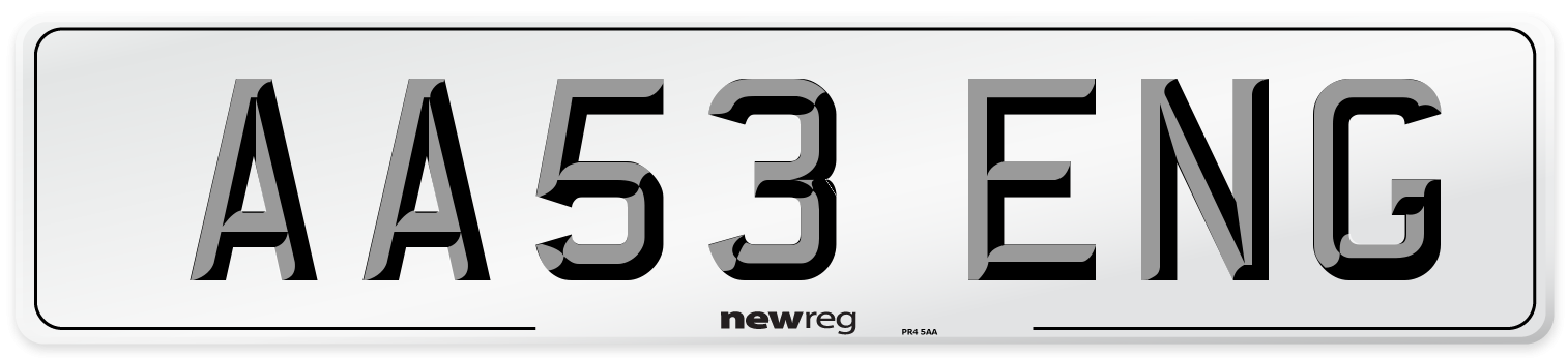 AA53 ENG Rear Number Plate