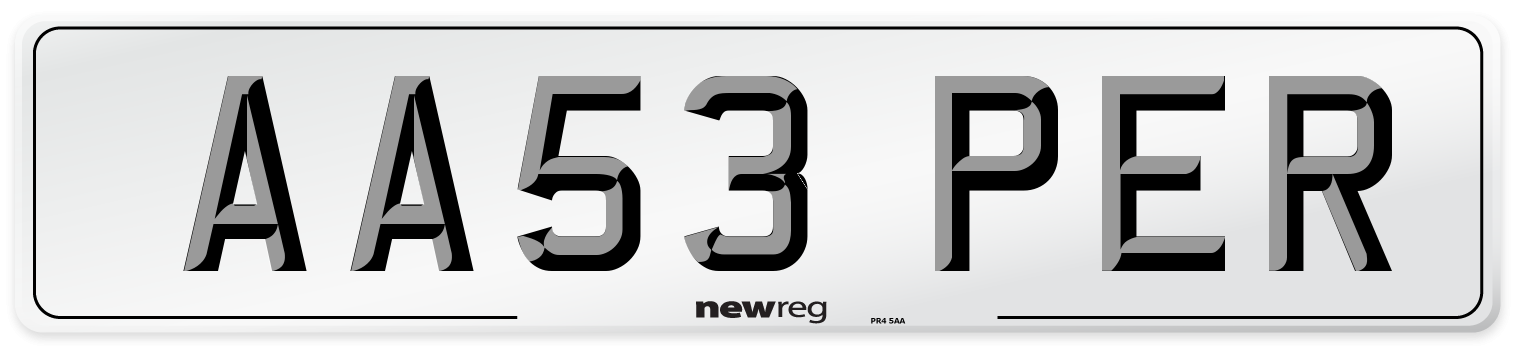 AA53 PER Number Plate from New Reg