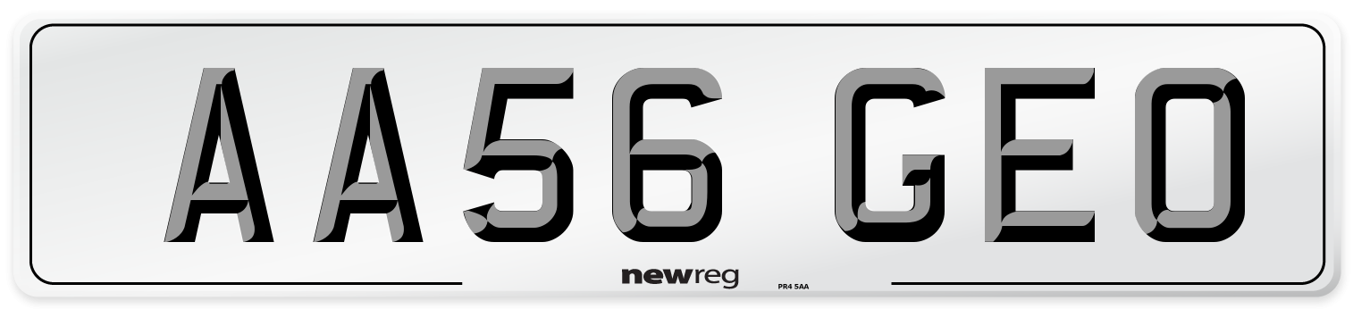 AA56 GEO Rear Number Plate