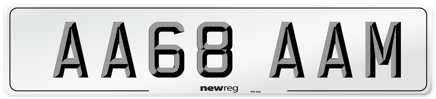 AA68 AAM Rear Number Plate