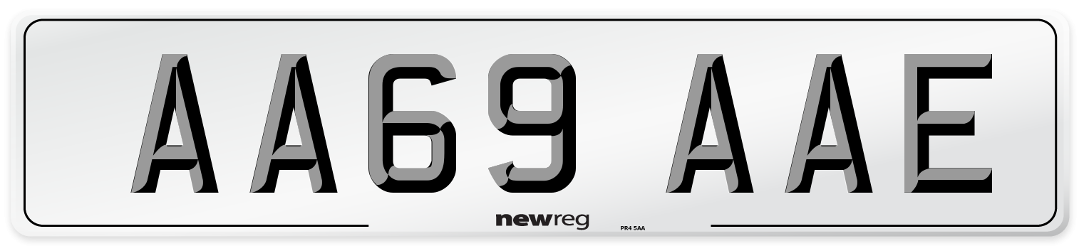 AA69 AAE Rear Number Plate