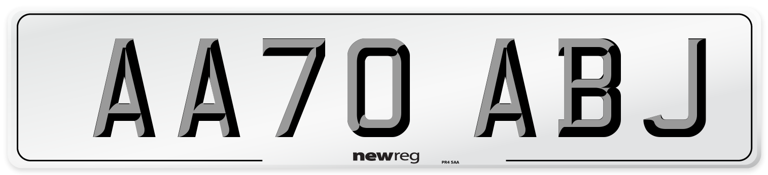 AA70 ABJ Rear Number Plate