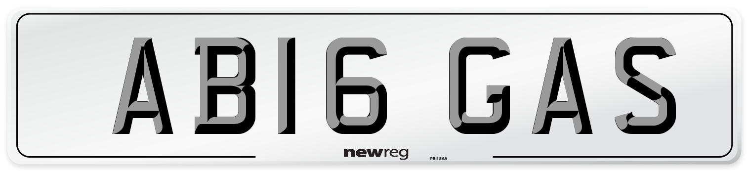 AB16 GAS Rear Number Plate