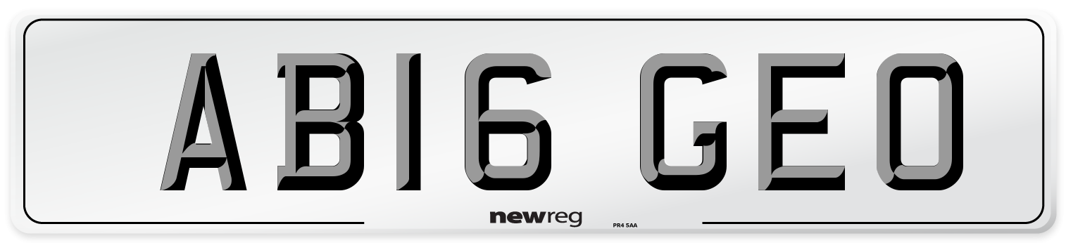 AB16 GEO Rear Number Plate