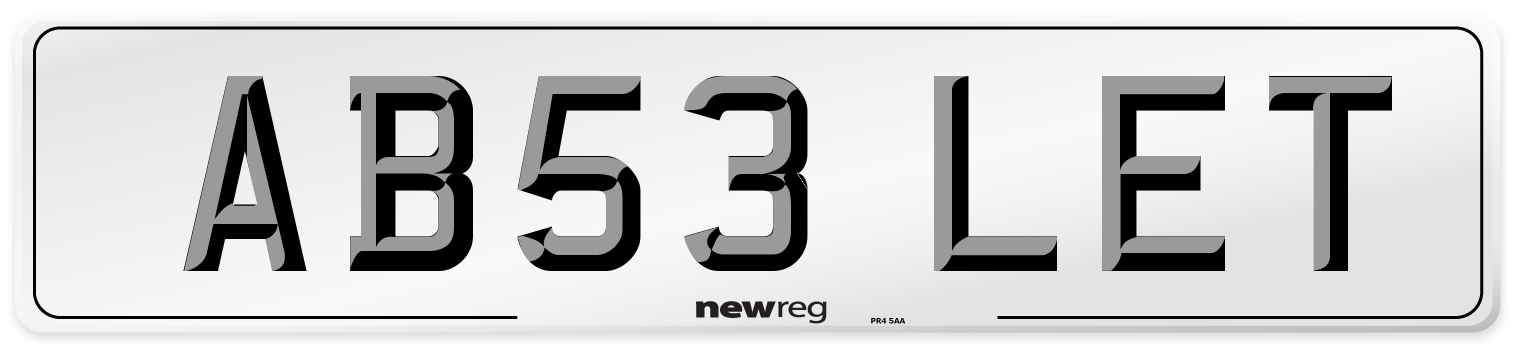 AB53 LET Rear Number Plate
