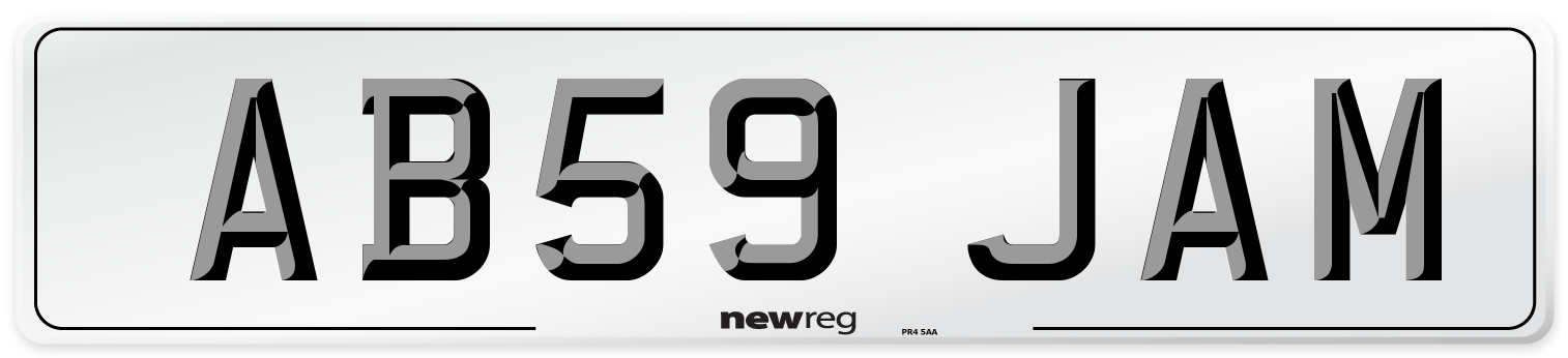 AB59 JAM Rear Number Plate