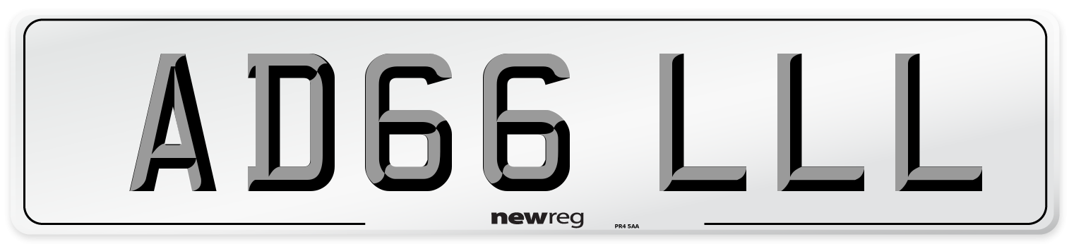 AD66 LLL Rear Number Plate