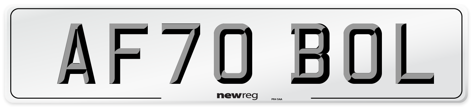 AF70 BOL Rear Number Plate