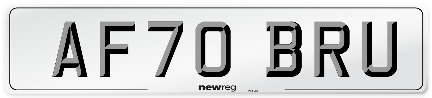 AF70 BRU Rear Number Plate