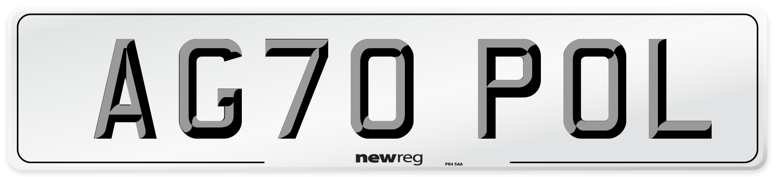 AG70 POL Rear Number Plate