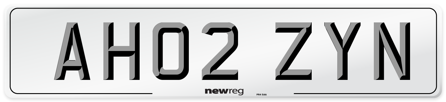 AH02 ZYN Number Plate from New Reg