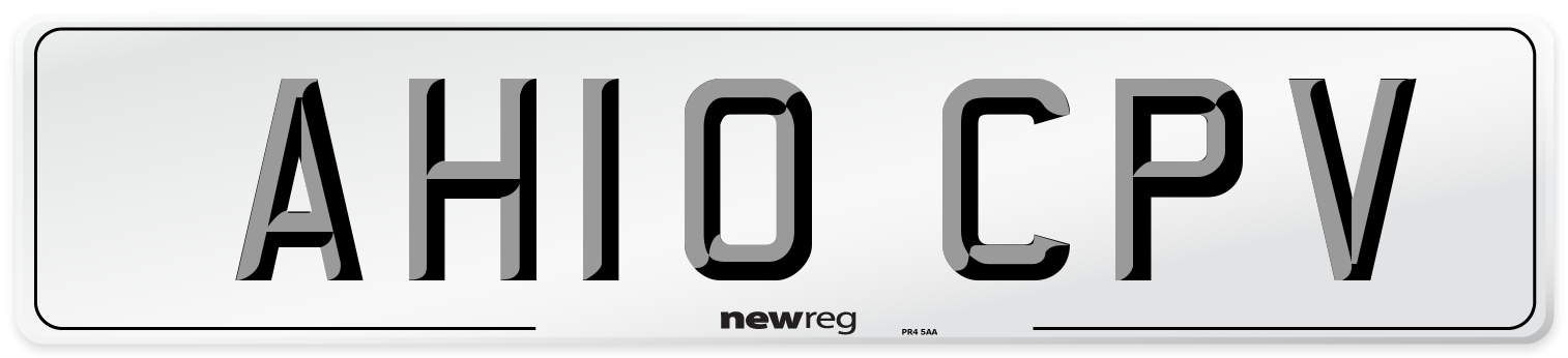 AH10 CPV Number Plate from New Reg