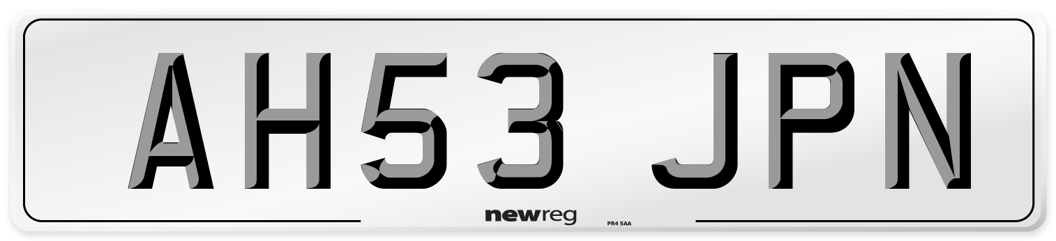 AH53 JPN Number Plate from New Reg