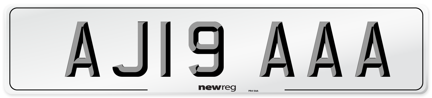 AJ19 AAA Rear Number Plate