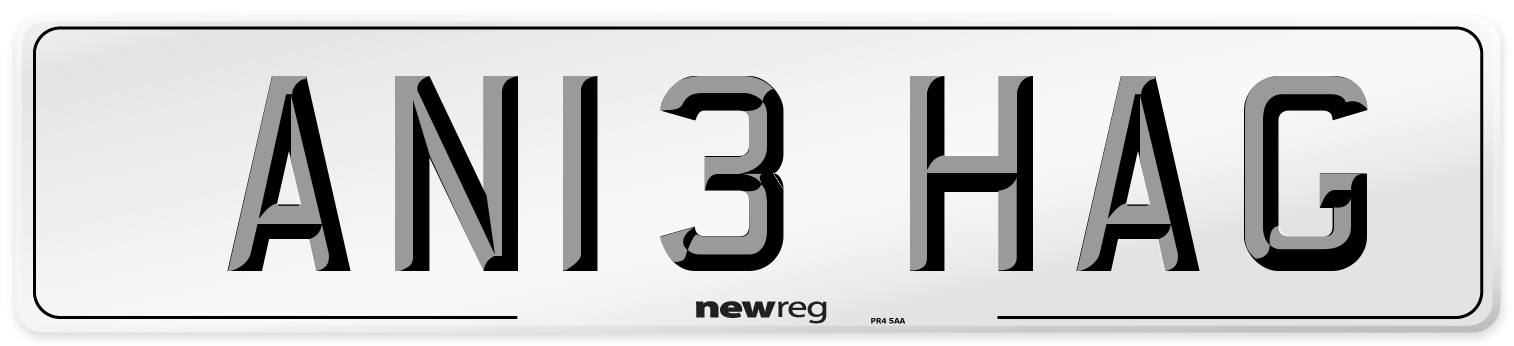 AN13 HAG Rear Number Plate
