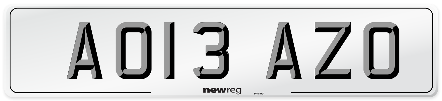 AO13 AZO Number Plate from New Reg