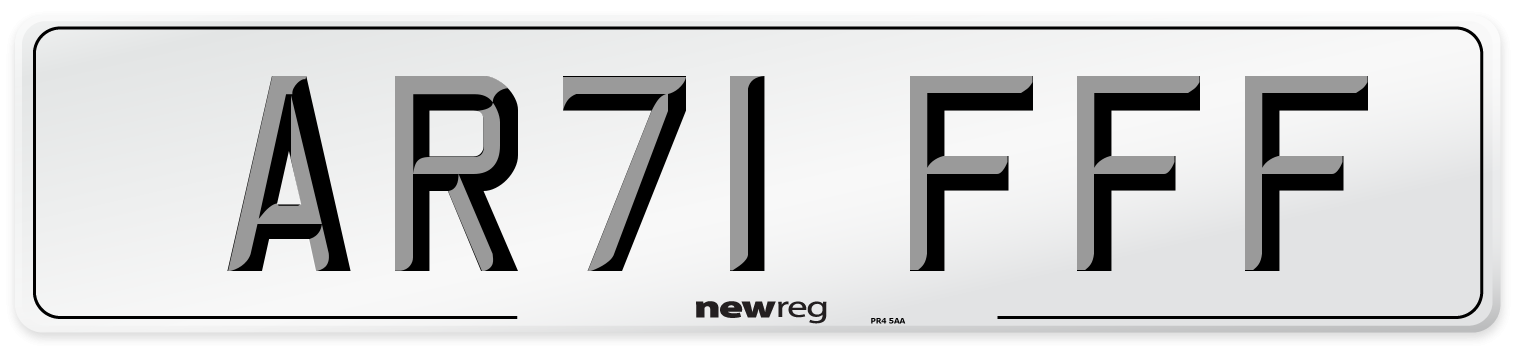 AR71 FFF Rear Number Plate