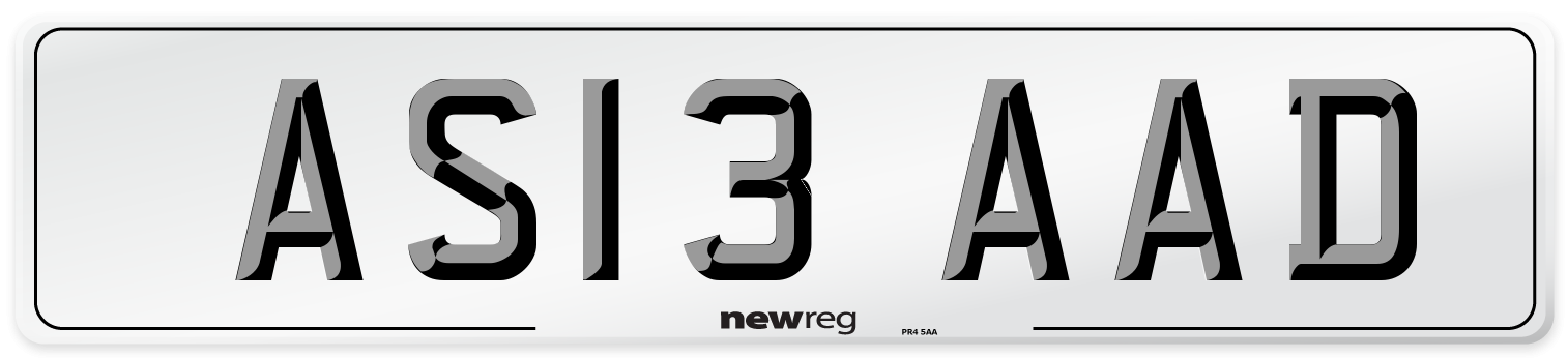 AS13 AAD Number Plate from New Reg