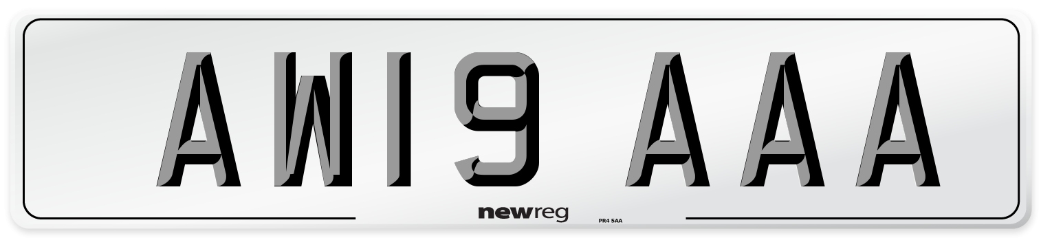 AW19 AAA Rear Number Plate