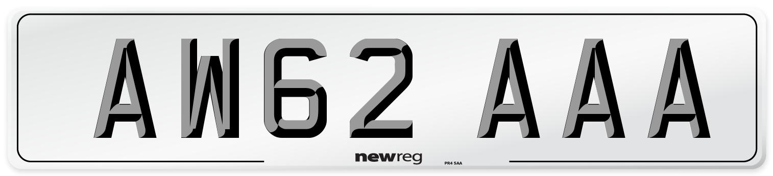 AW62 AAA Rear Number Plate