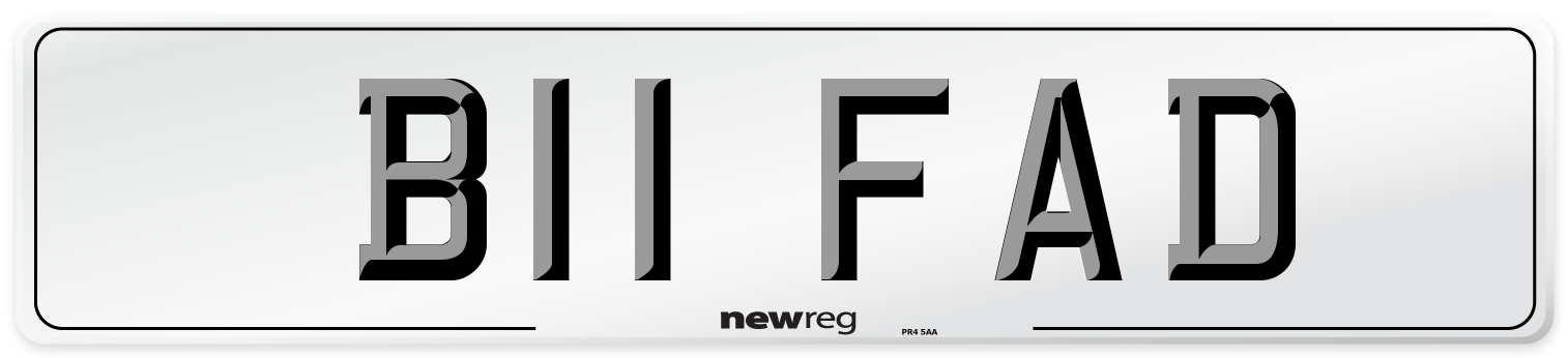 B11 FAD Rear Number Plate