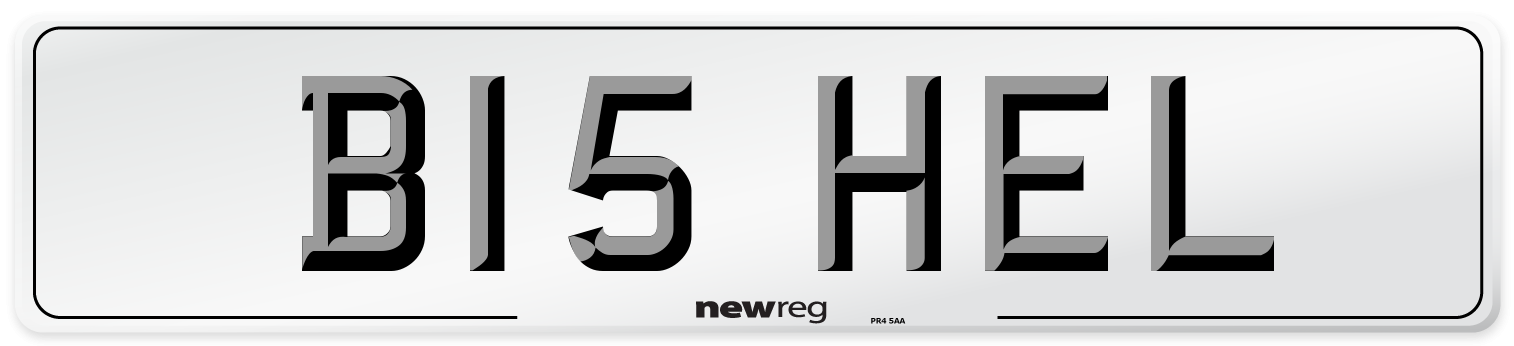 B15 HEL Rear Number Plate