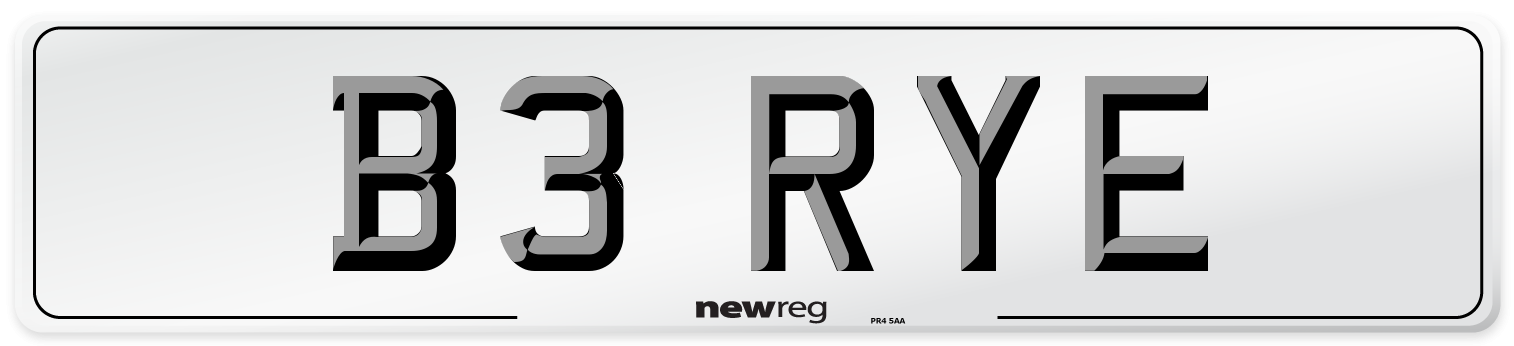 B3 RYE Rear Number Plate