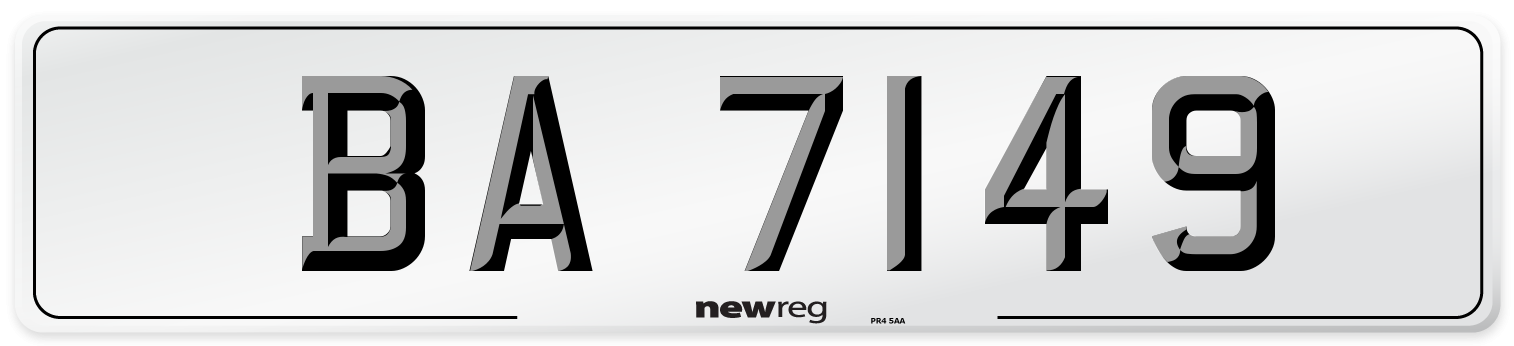 BA 7149 Rear Number Plate