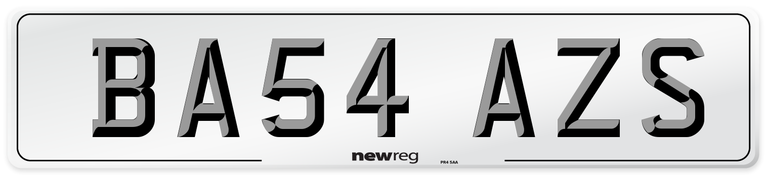 BA54 AZS Rear Number Plate